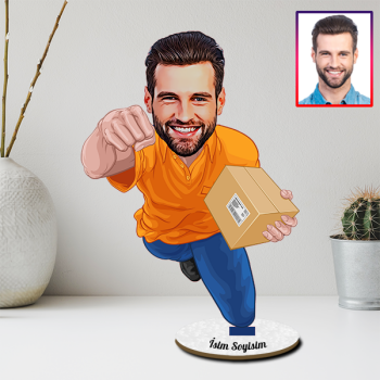 Kişiye Özel Kargocu Karikatürlü Biblo