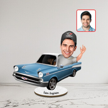 Kişiye Özel Arabalı Karikatür Biblo