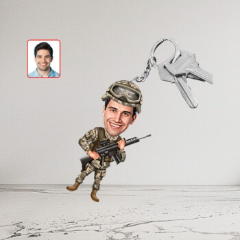 Kişiye Özel Asker Karikatür Biblo Anahtarlık