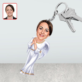 Kişiye Özel Melek Annem Tasarımlı Karikatür Biblo Anahtarlık