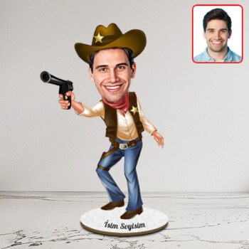 Kişiye Özel Kovboy Karikatür Biblo