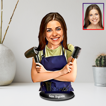 Kişiye Özel Kuaför Karikatürlü Biblo