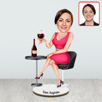 Kutlama Yapan Kadın Karikatür Biblo