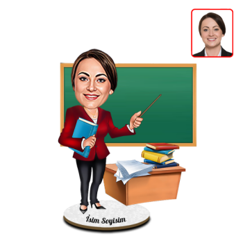 Bayan Öğretmen Karikatürlü Biblo