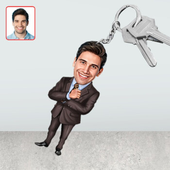 Takım Elbiseli Erkek Karikatür Biblo Anahtarlık