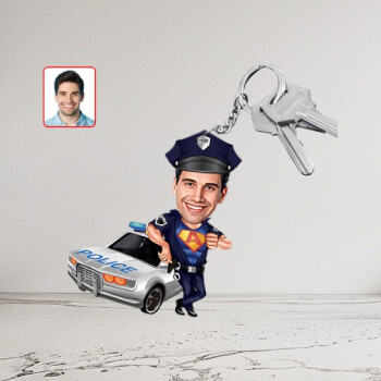 Kişiye Özel Trafik Polisi Karikatür Biblo Anahtarlık