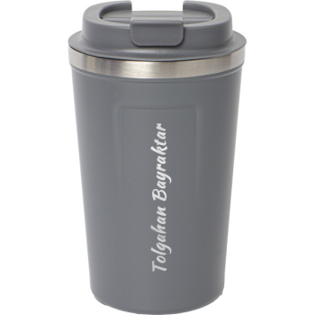 Kişiye Özel Füme Çelik Termos Kilitli Mug 380 Ml
