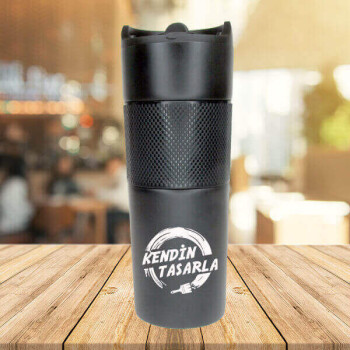 Kişiye Özel French Press Siyah Termos