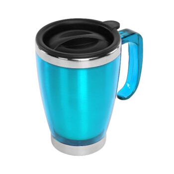 Kulplu Turkuaz Paslanmaz Çelik Termos Kupa – 415 Ml