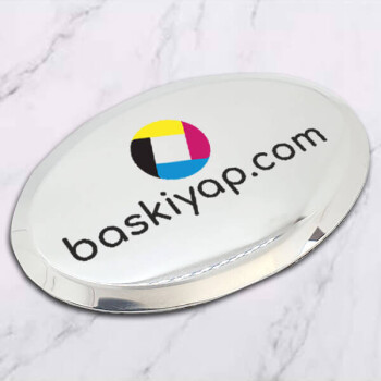 Metal Gümüş Yaka İsimliği Oval My09