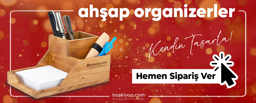 Baskılı kişiye özel ahşap organizer