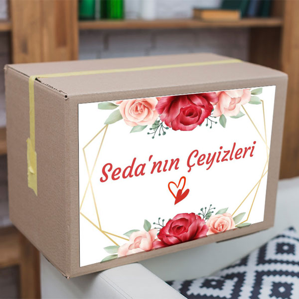 Çerçeveli Gül Çeyiz Etiketi