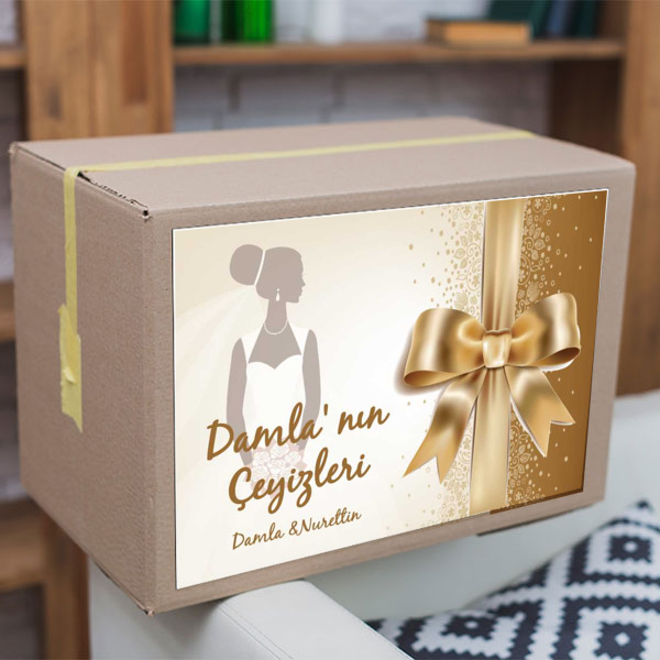 Gold Kurdeleli Çeyiz Etiketi