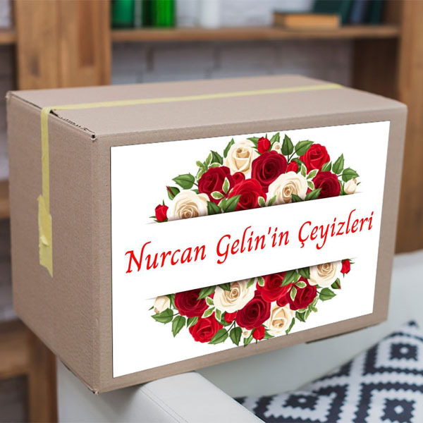 Kırmızı Güller Çeyiz Etiketi görsel