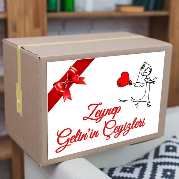 Kırmızı Kurdeleli 02 Çeyiz Etiketi görsel