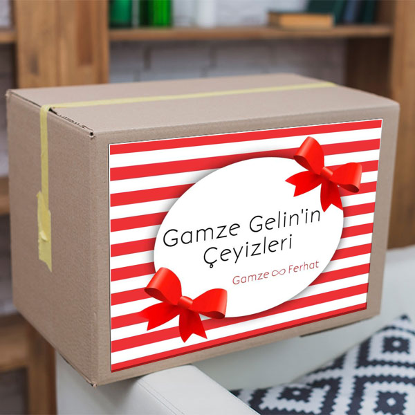 Kırmızı Kurdeleli 03 Çeyiz Etiketi görsel