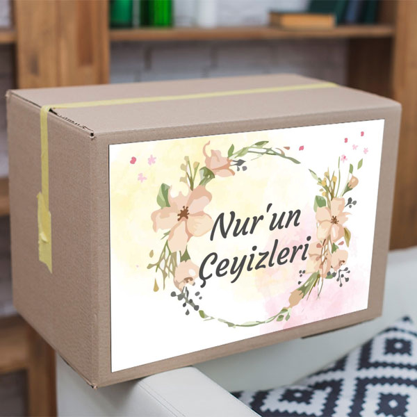 Pastel Çelenkli Çeyiz Etiketi görsel