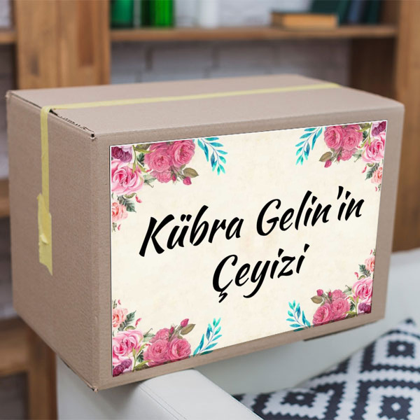 Pembe Çiçekli 01 Çeyiz Etiketi görsel