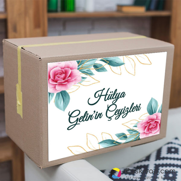 Pembe Güllü Çeyiz Etiketi