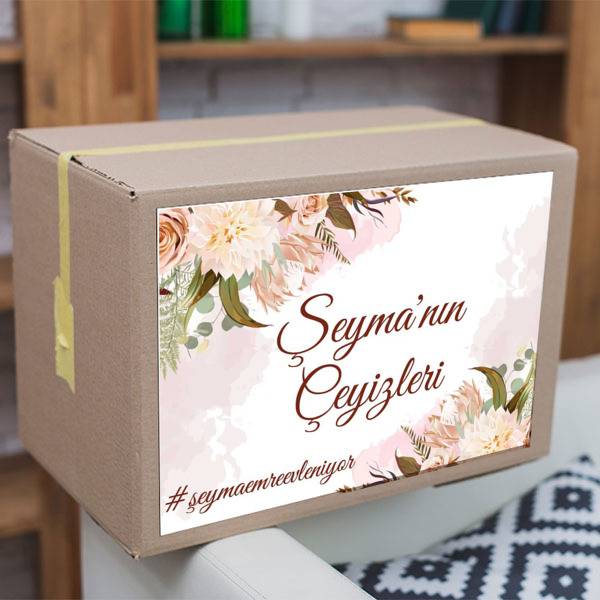 Pudra Çiçekli Çeyiz Etiketi görsel