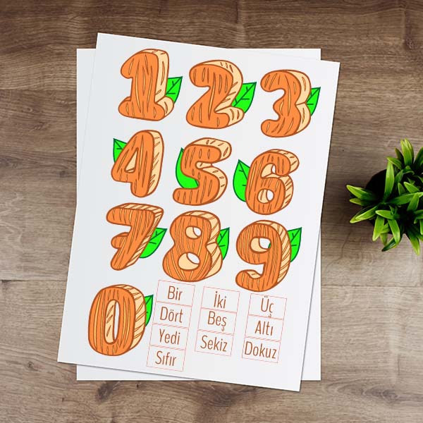 Turuncu Rakamlar Eğitici Sticker - Görsel 1