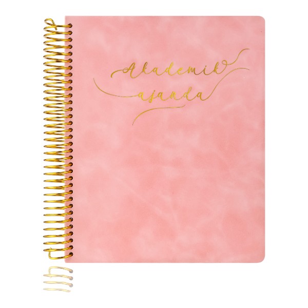 Victoria's Journals 17X23 2025-2026 Spiralli Sert Kapak Ayraçlı Akademik Ajanda 225-2236 Pembe