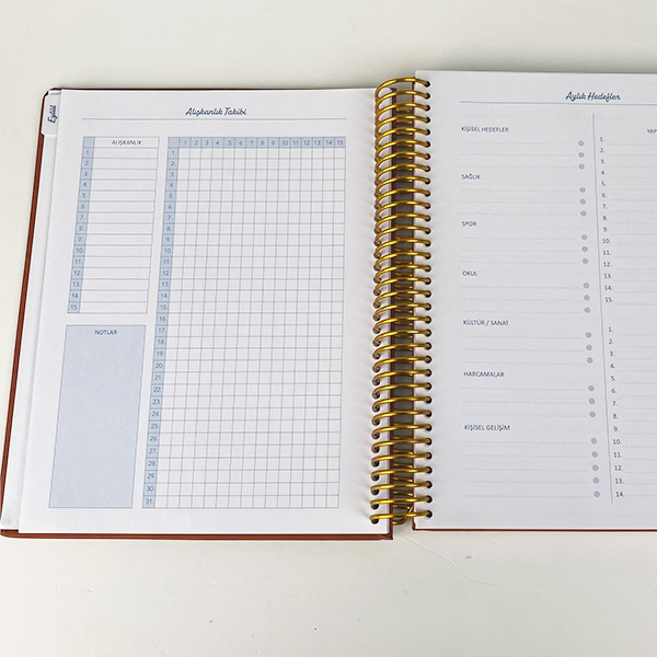 Victoria's Journals 17X23 2025-2026 Spiralli Sert Kapak Ayraçlı Akademik Ajanda 225-2236 Kırmızı