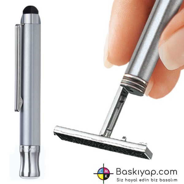 Heri 2300 Krom Laser Kauçuklu Cep Kalem Kaşe Gümüş