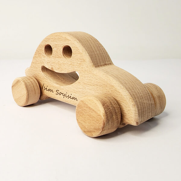 Kişiye Özel Ahşap Gülen Yüz | Emoji Araba