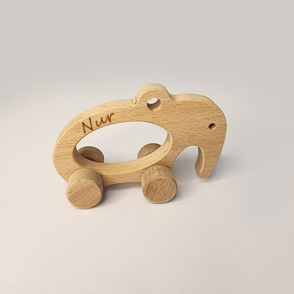 Kişiye Özel Tekerlekli Ahşap Fil Oyuncak