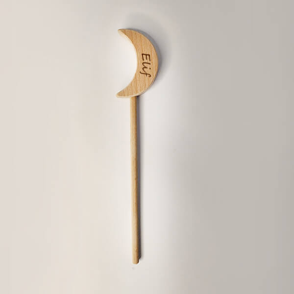 İsme Özel Ay Şekilli Ahşap Sihirli Değnek