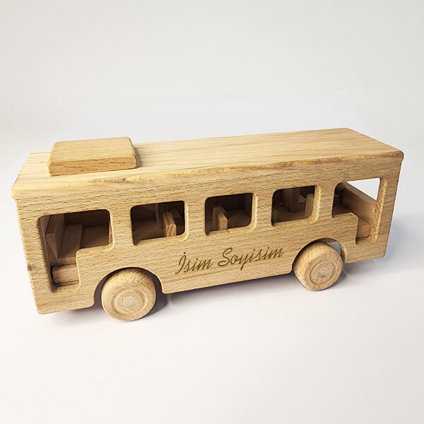 Kişiye Özel Ahşap Oyuncak Otobüs