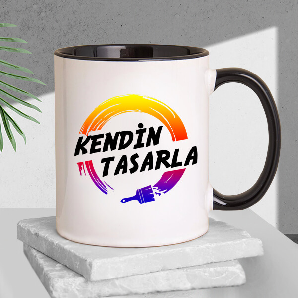 Kişiye Özel Baskılı Siyah Kulplu Kupa Bardak