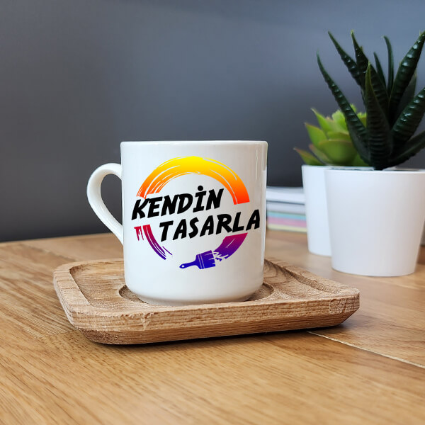 Kendin Tasarla Ahşap Altlıklı Türk Kahvesi Fincanı