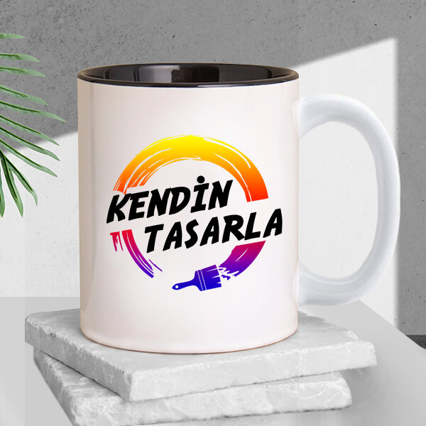 Kişiye Özel Baskılı İçi Siyah Kupa