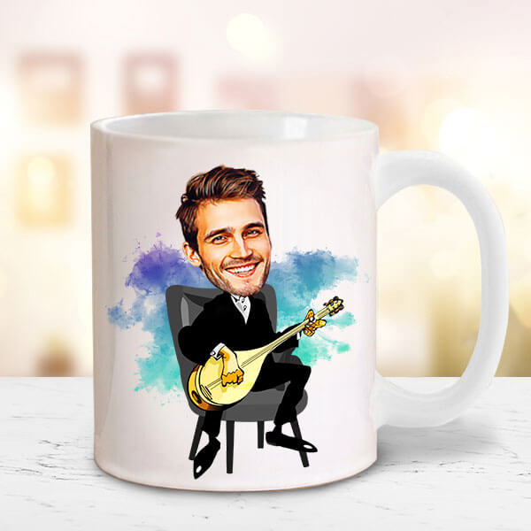 Bağlamacı Karikatürlü Kupa Bardak görsel