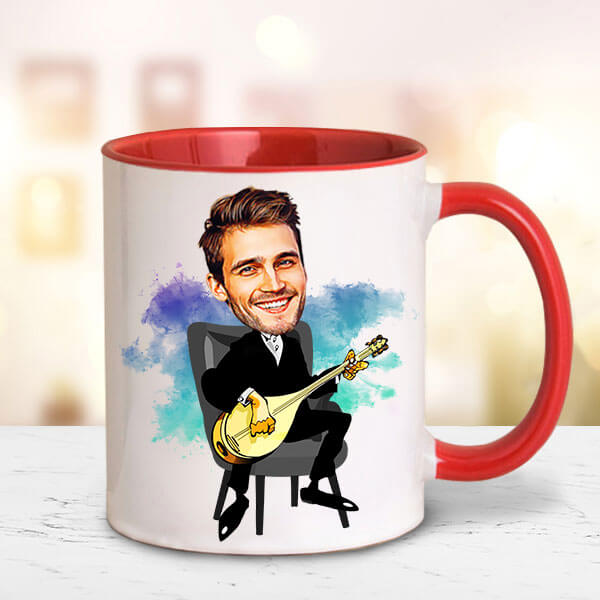 Bağlamacı Karikatürlü Kupa Bardak görsel