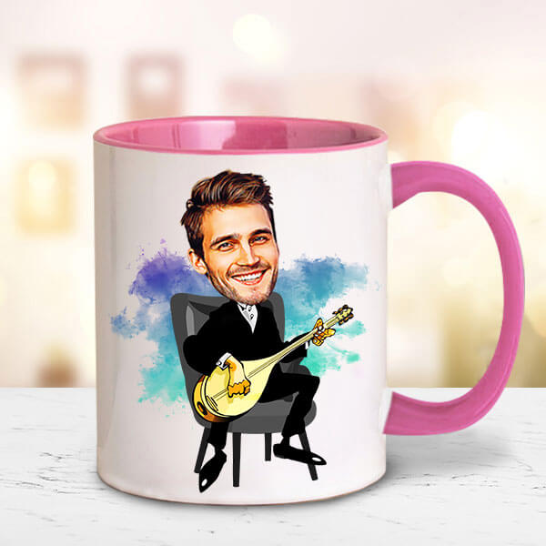 Bağlamacı Karikatürlü Kupa Bardak görsel