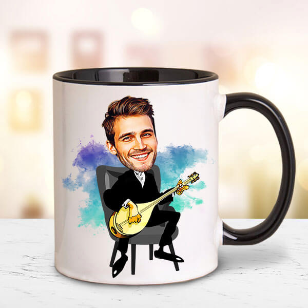 Bağlamacı Karikatürlü Kupa Bardak görsel