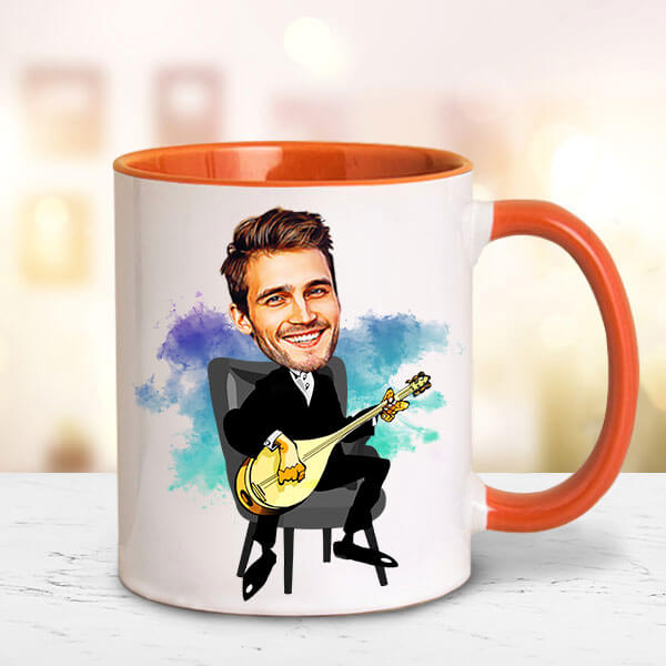 Bağlamacı Karikatürlü Kupa Bardak görsel