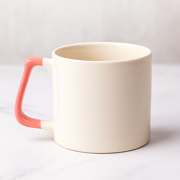 Kişiye Özel Pembe Saplı Seramik Latte Fincanı - Görsel 1