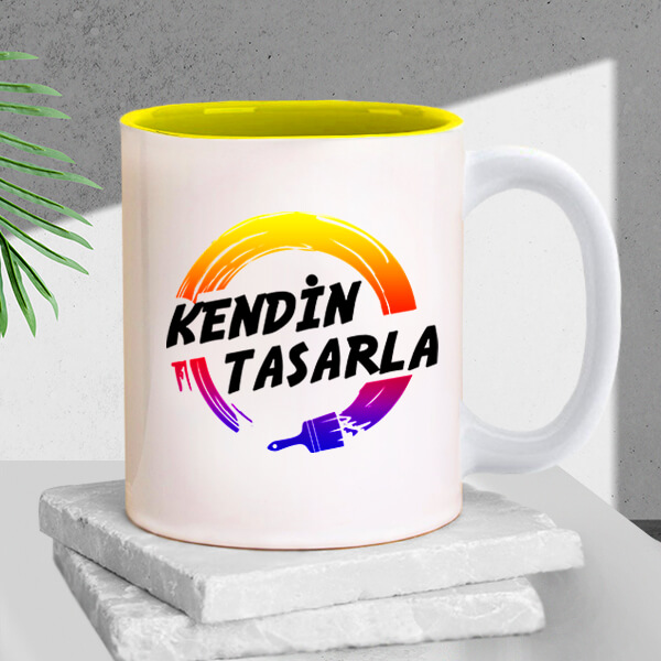 Kişiye Özel Baskılı İçi Sarı Kupa görsel