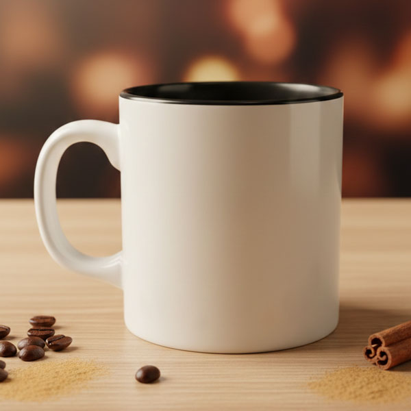 Kabartma Baskılı İçi Siyah Kupa Bardak görsel