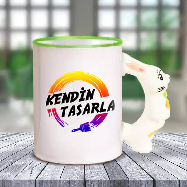 Kişiye Özel Baskılı Tavşan Kulplu Kupa