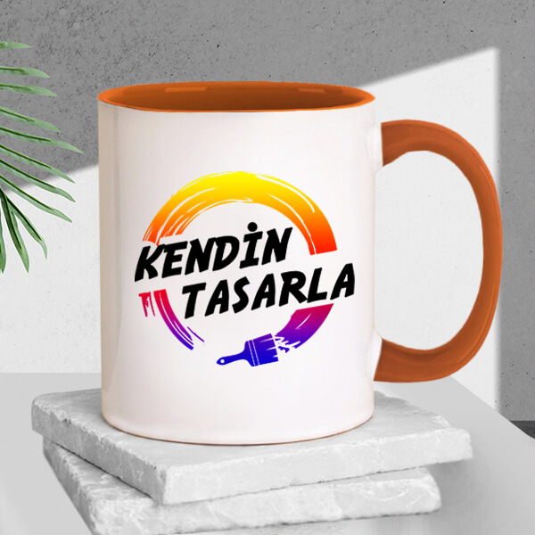 Kişiye Özel Baskılı Turuncu Kupa Bardak