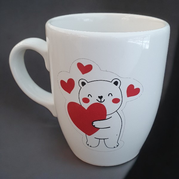 Kedi Kalpli Oval Kupa Bardak Model 02