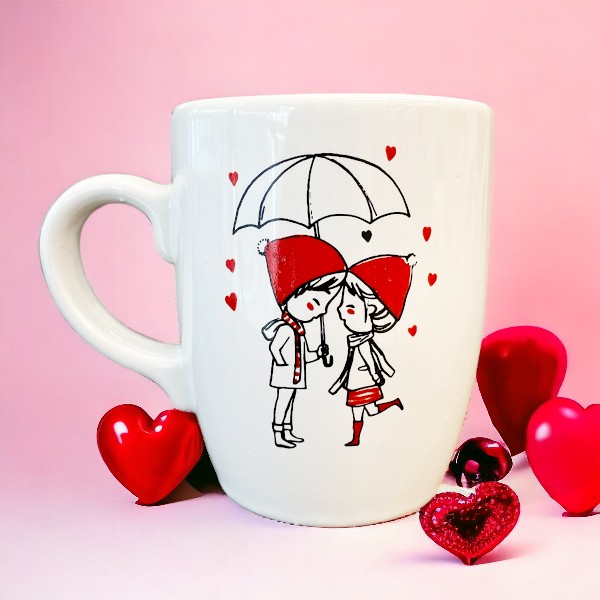 Şemsiye Sevgili Oval Kupa Bardak