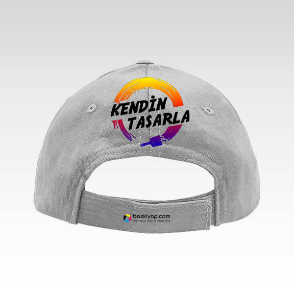 Kişiye Özel Baskılı Gri Bez Şapka görsel