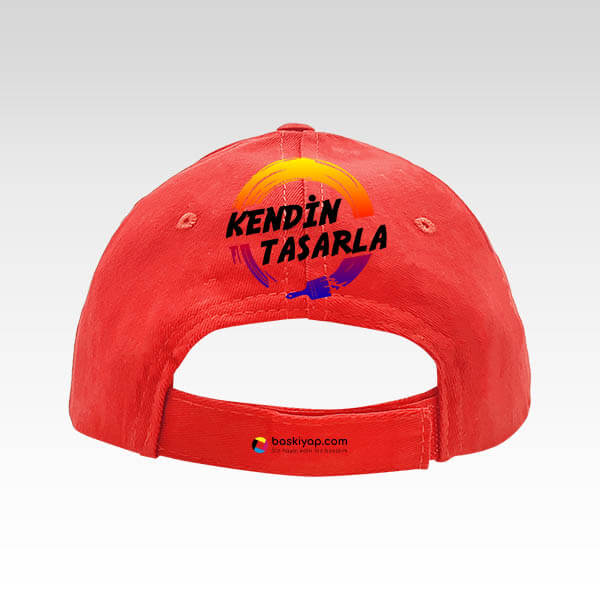 Kişiye Özel Baskılı Kırmızı Bez Şapka