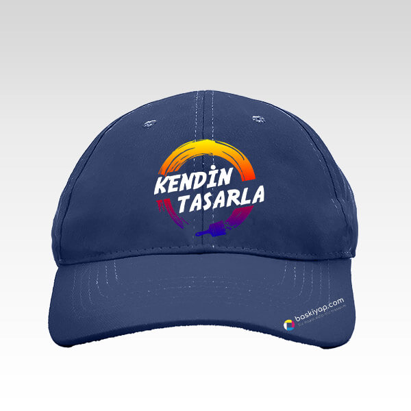 Kişiye Özel Baskılı Lacivert Bez Şapka